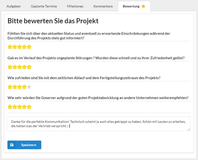 Kunden-Portal Projekte Ansicht