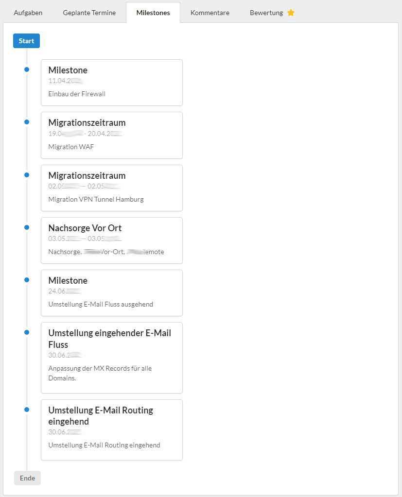 Kunden-Portal Projekte Ansicht